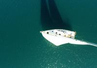 sailing yacht from above sail sails